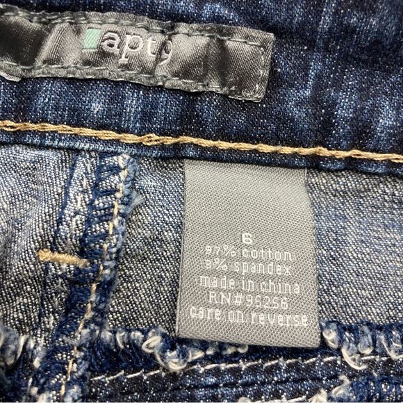 Apt 9 Denim Pencil Skirt SZ 6 5 Pocket Button Zipper Closure Back Slit Indigo - Picture 7 of 8